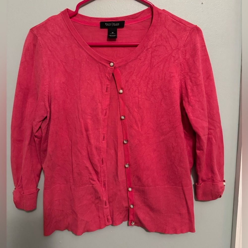White House Black Market Pink Buttoned Cardigan SZ M